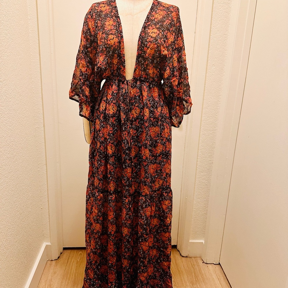 Elegant Floral Deep V Maxi Dress